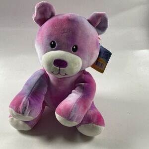 Wellobeez Animal Adventure Super Soft Bear Purple & Pink Plush Tie Dye